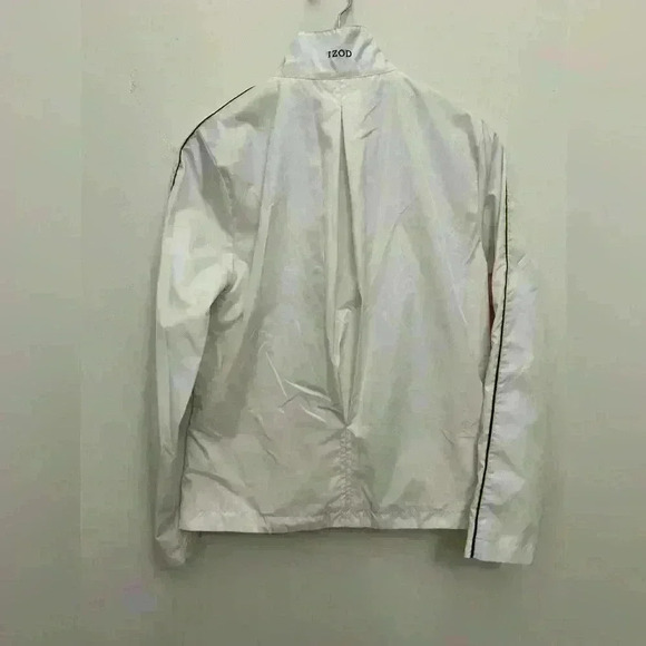 Izod Jacket Windbreaker XFG Full Zip Golf Jacket White Black Stripes Size S - Picture 2 of 6